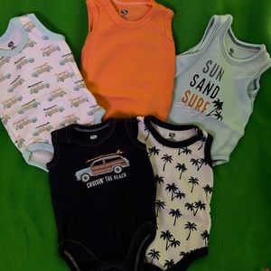 5 pack Hudson Baby Tank Top onesies 0-3
